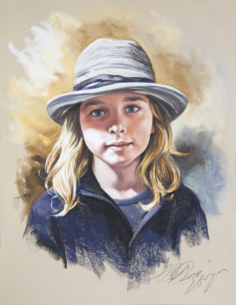 Step by step Pastel portrait painting of a young boy with his favourite  hat. - Pastel Portraits